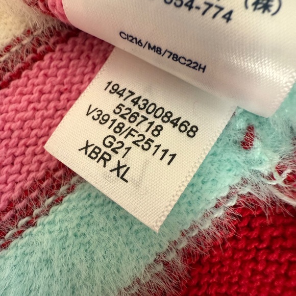 Lands End Open Front Cardigan Sweater Womens XL Extra Large 14-16 Red Pink White - Picture 6 of 9